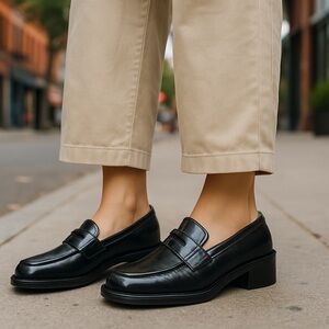 Black Jeffery Campbell Platform penny Loafers 7.5